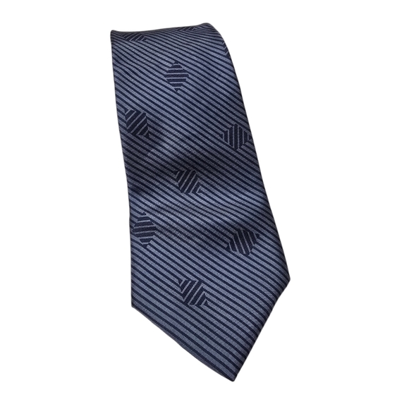 Yves Saint Laurent YSL Silk Blue Slip Stitch Striped Tie - Picture 1 of 6